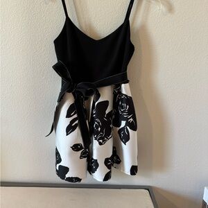 Elegant Black and White Floral Dress